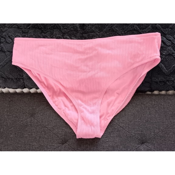 Wild Fable 2X 20-22 Pink Plisse Textured Mid Waist Cheeky Bikini Swim Bottom