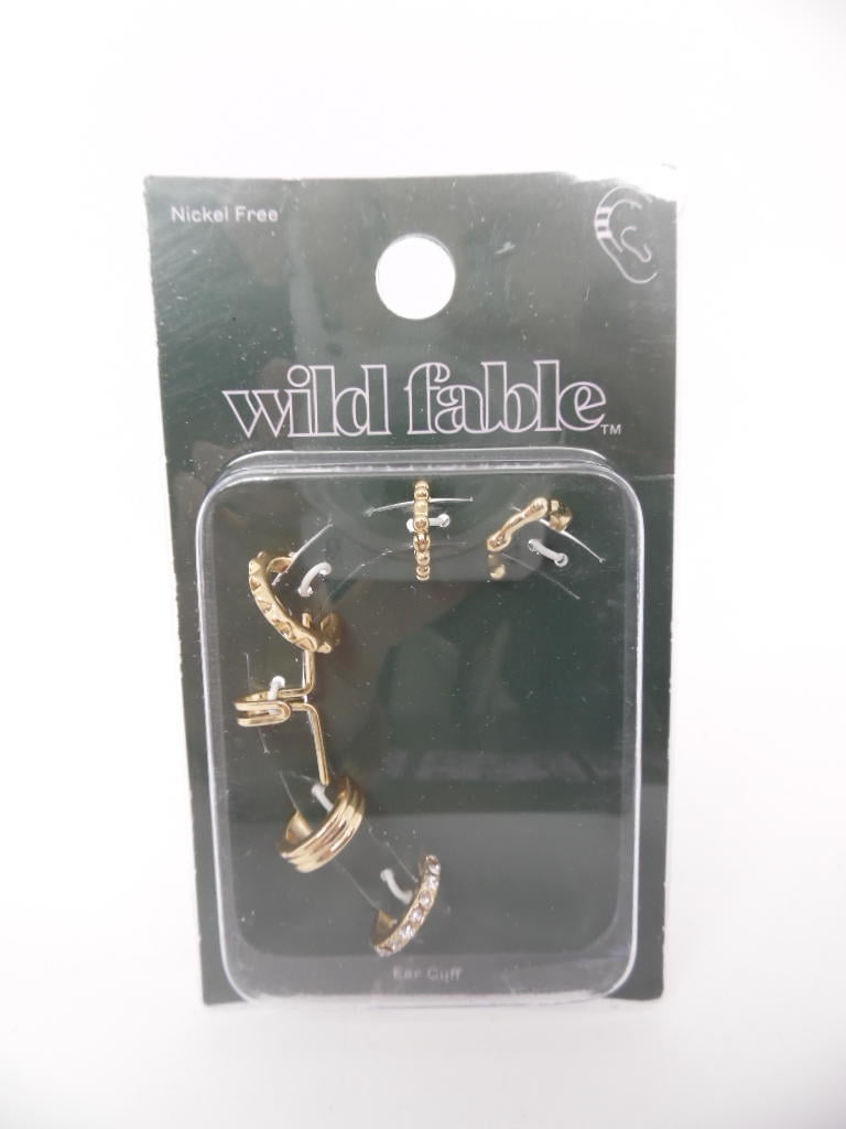 Wild Fable Gold Tone w Cubic Zirconia Acrylic Crystal Stones Ear