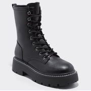 Wild Fable Women's Black Logan Lug Combat Boots with Memory Foam Insole size 6