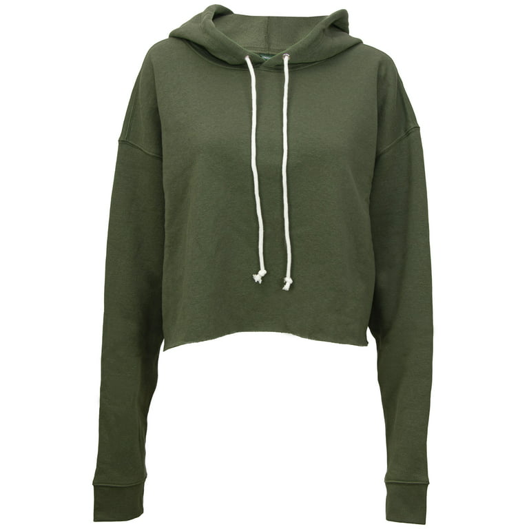 Wild Fable Women's Cropped Hoodie Olive Green, XL 