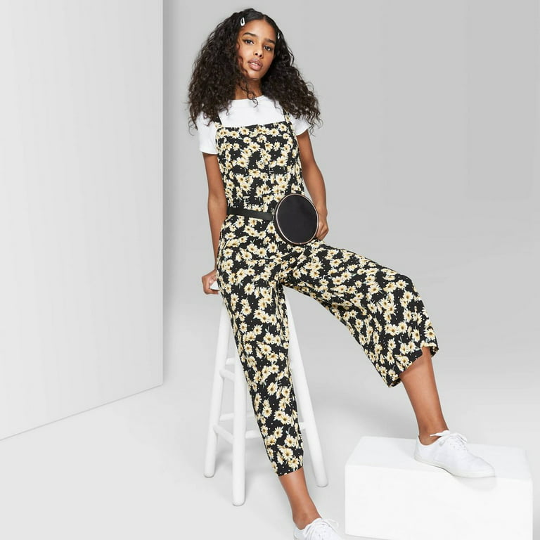 Wild Fable Women's Floral Print Strappy Button Front Jumpsuit