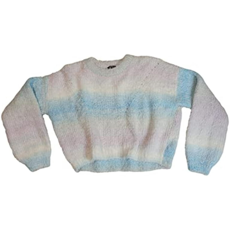 Wild Fable Women's Fuzzy Spacedye Crewneck Pullover Sweater - Unicorn Ice  Blue (Large) 