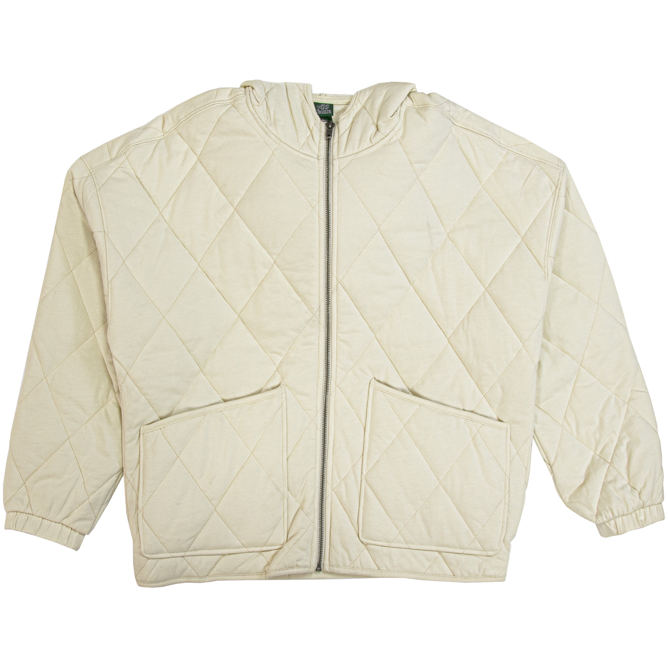 Wild Fable Women's Hooded Quilted Jacket Light Beige, M 