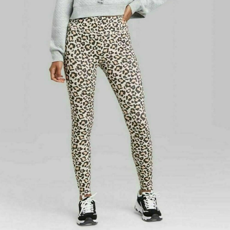 Wild Fable Women's Leopard Print Pull-On High-Waisted Leggings Tan