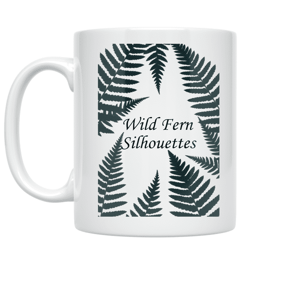 Wild Fern Silhouettes - Nature Enthusiast - 11 oz Ceramic Coffee Mug