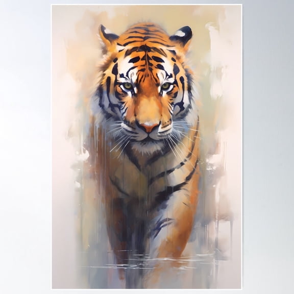 Wild Fierce Tiger Portrait Poster Wall Art UNFRAMED PAPER POSTER, Home Decor