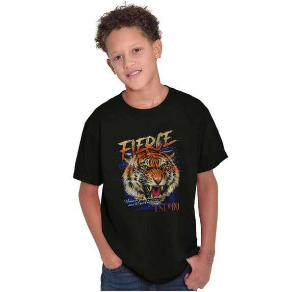 Wild Fierce Untamed Tiger Spirit Crewneck T Shirts Boy Girl Teen Brisco Brands S