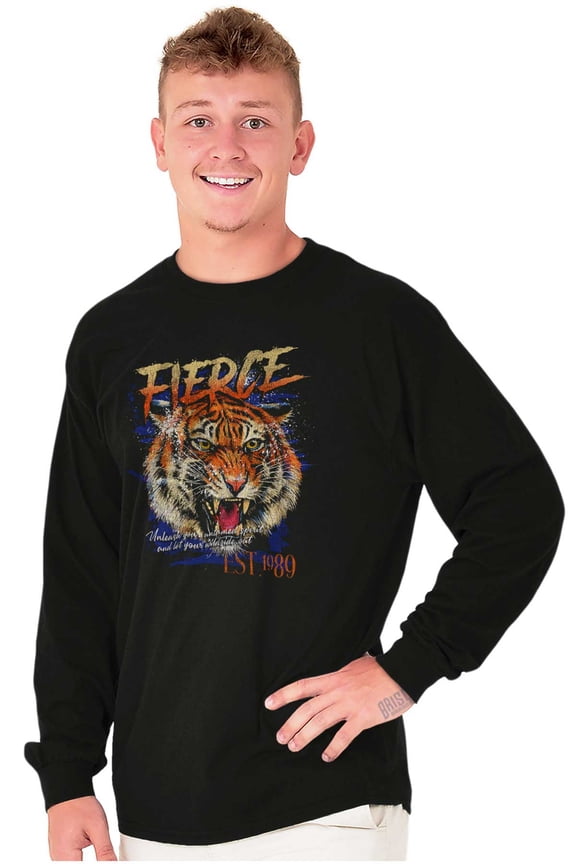 Wild Fierce Untamed Tiger Spirit Long Sleeve TShirt Men Women Brisco Brands S