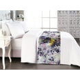 thumbnail image 1 of Wild Floral Bed Runner, Jungle Theme Grunge Design Flowers Vintage Silhouettes with Spots, Decorative Accent Bedding Scarf for Hotels Homes & Guest Rooms, King, Dark Indigo Yellow Green, by Ambesonne, 1 of 3