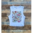 thumbnail image 1 of Wild Floral Crop Tank Top, Wildflower Rib Racer Tank, Vintage Boho Cottagecore,, 1 of 6