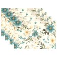 thumbnail image 1 of Wild Flower 4 PCs Placemats Set Linen Non-Slip Table Mat Rectangular Washable for Dining Kitchen Party 12"x18", 1 of 8