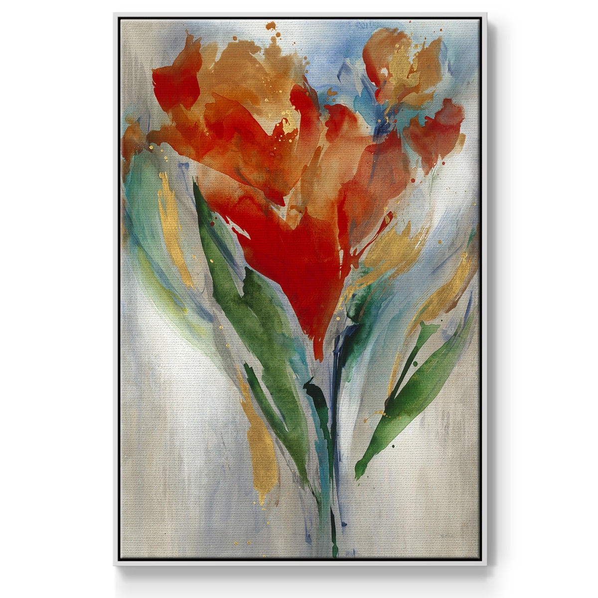 Wild Flower Bouquet Framed Premium Gallery Wrapped Canvas - Ready to Hang - 25 x 37 - White Floating Frame