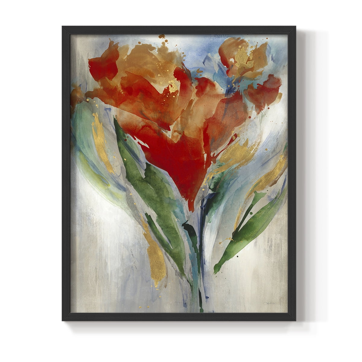 Wild Flower Bouquet Framed Print in Black Solid Wood 22 x 28 Framed Print