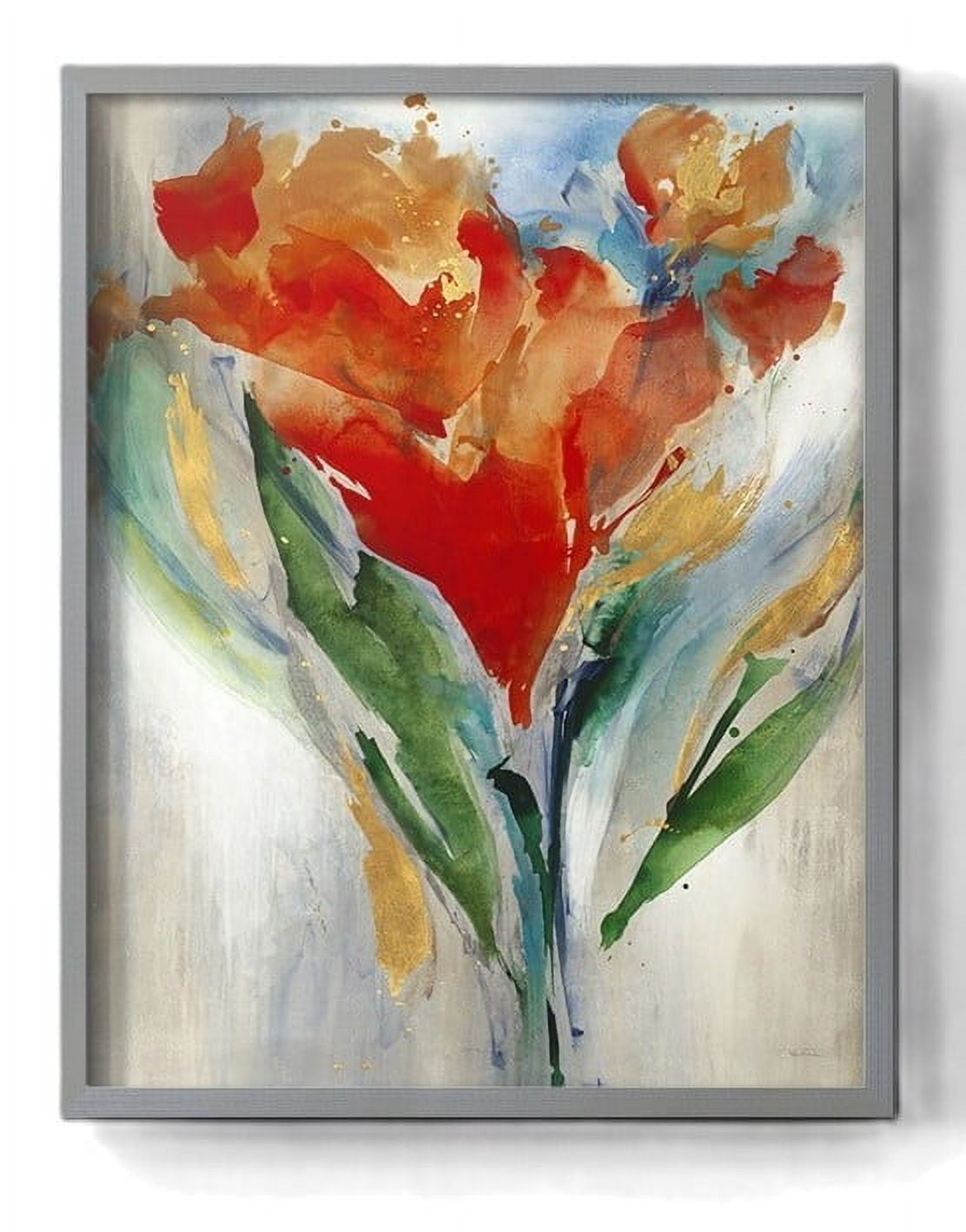 Wild Flower Bouquet Framed Print in Gray Solid Wood 8 x 10 Framed Print