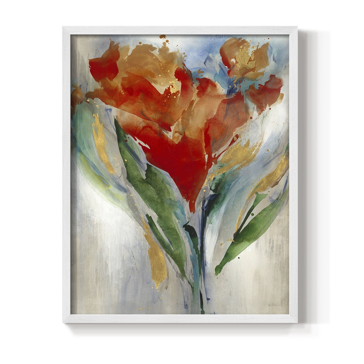 Wild Flower Bouquet Framed Print in White Solid Wood 8 x 10 Framed Print