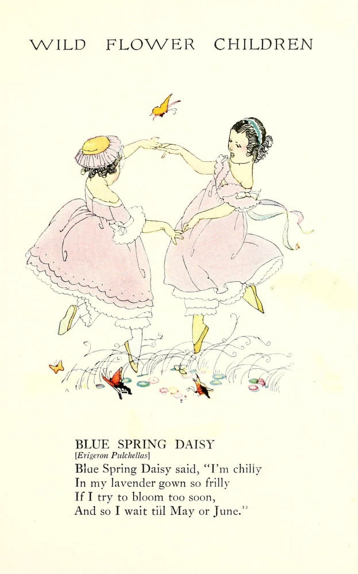 Wild Flower Children c1918 Blue Spring Daisy Canvas Art - Janet Laura Scott (24 x 36)