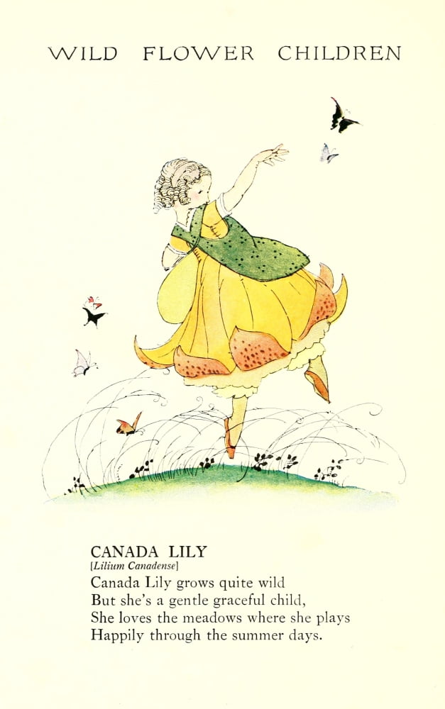 Wild Flower Children c1918 Canada Lily Canvas Art - Janet Laura Scott (18 x 24)