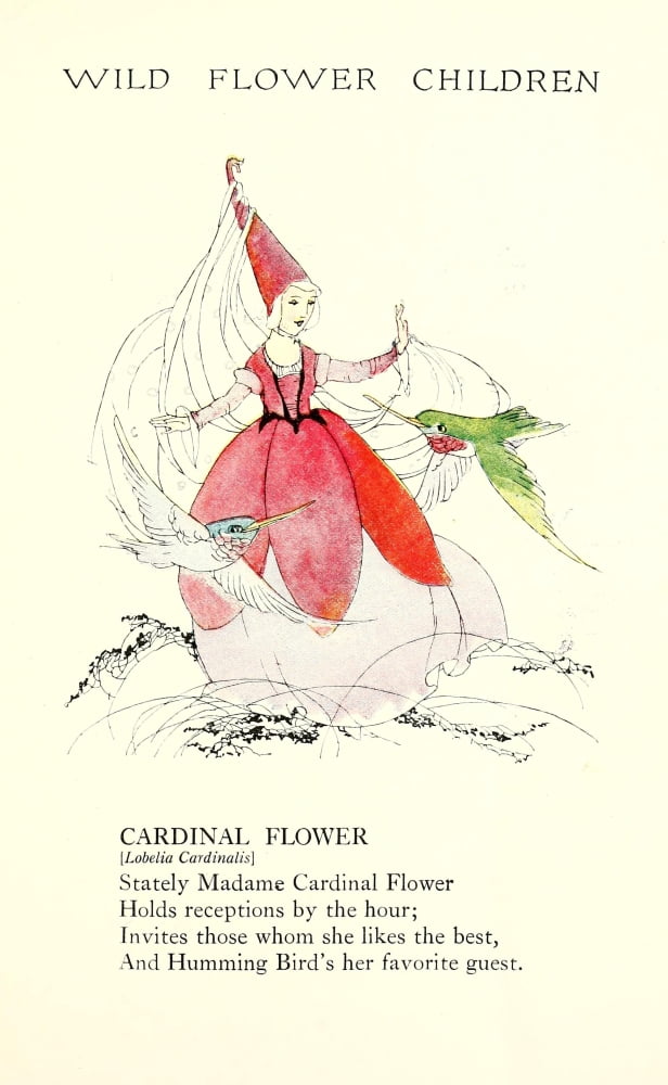 Wild Flower Children c1918 Cardinal Flower Canvas Art - Janet Laura Scott (18 x 24)