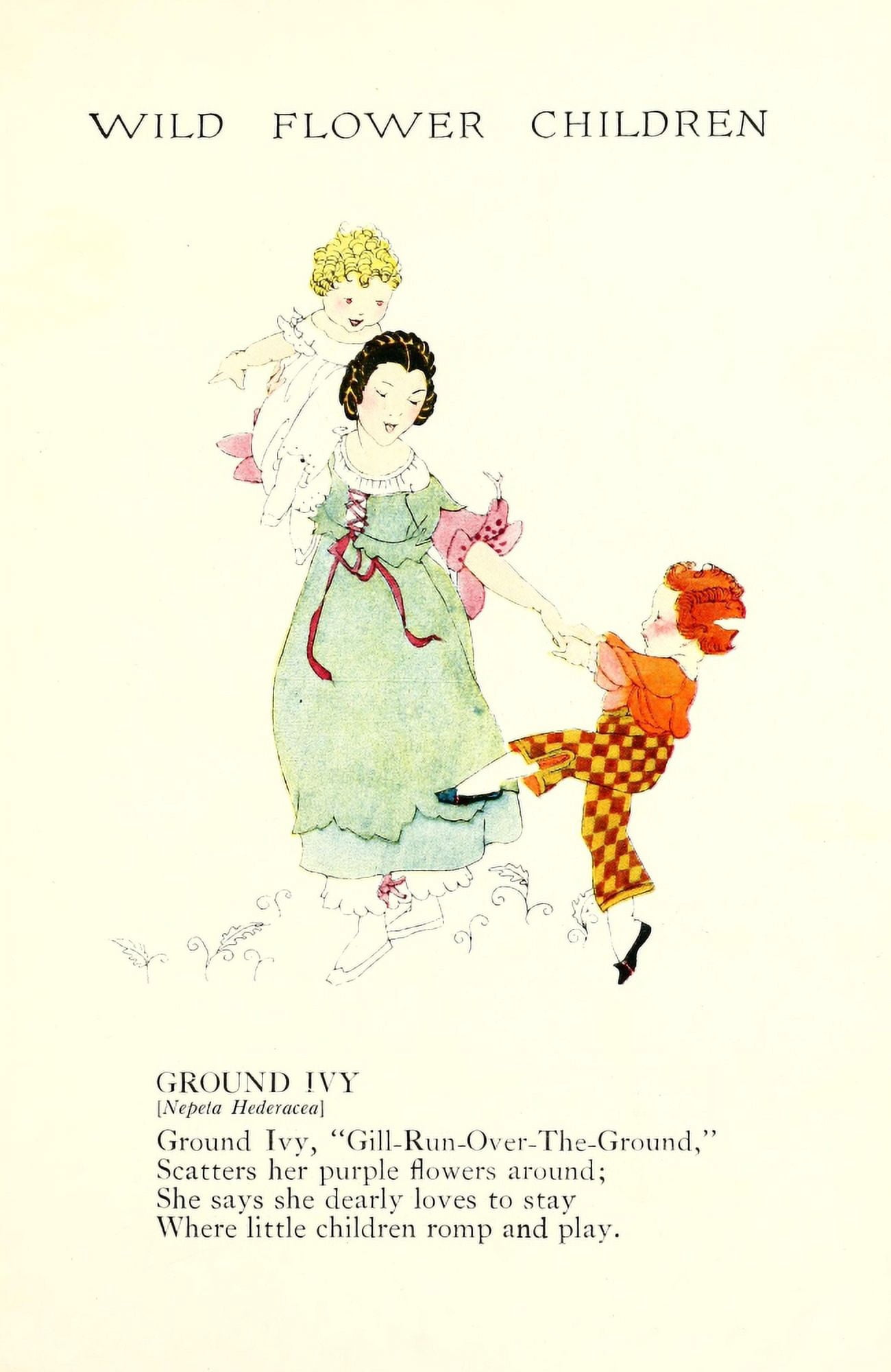 Wild Flower Children c1918 Ground Ivy Canvas Art - Janet Laura Scott (18 x 24)