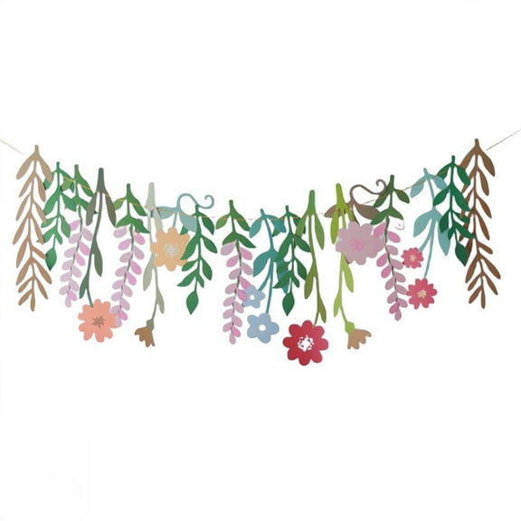 Wild Flower Garland Floral Banner Party Decorations, Double-sided Leaf Floral Garland, Birthday Wedding Baby Shower Party Decor