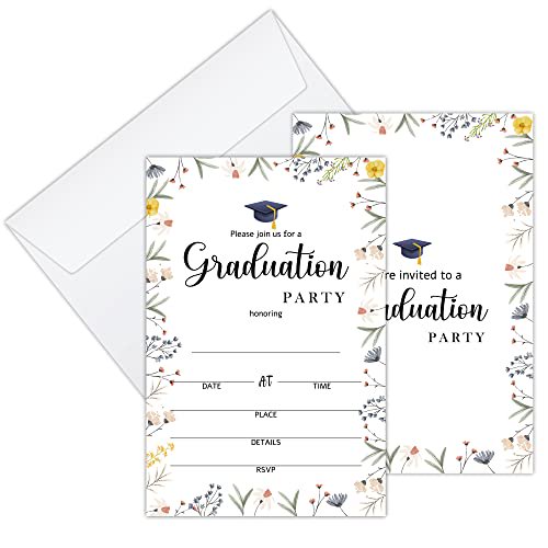 Wild Flower Graduation Invitations High School or College Grad