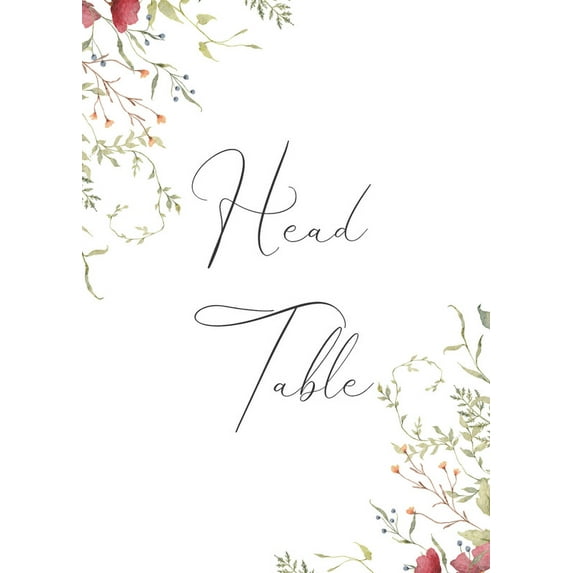 Wild Flower Wedding Table Number Cardss 1-50 Double Sided With Head Table For Reception Event Party Baby Shower Birthday 4x6 Inch