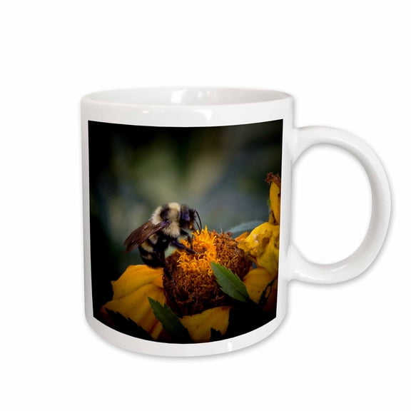 3drose, Wild Flower with Bumble Bee Helping One Another - Close up Image with Detail for Home Décor, 15oz Mug