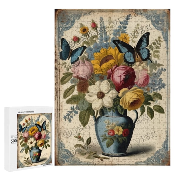 Wild Flower Wood Puzzles Adult 500 Piece | Wooden Jigsaw Puzzles for a Great Family Game night | Unique Wooden Puzzles for Adults