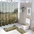thumbnail image 1 of Wild Flowers 4 Pcs Shower Curtain Sets Bath Mat U-Shaped Floor Mat Toilet Lid Oval Rug Vintage Landscape Wildflower Oil Painting Waterproof Personality Pattern Bath Curtain for Bathroom Decor, 1 of 8