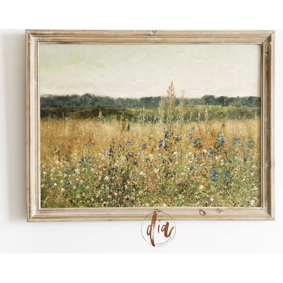 Wild Flowers Landscape Print Vintage Spring Meadow Print Painting Horizontal Wall Art French Country Decor Wall Art Modern Wall Decor