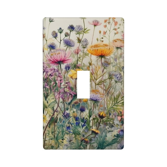 Wild Flowers Light Switch Cover Plates Single Toggle Wall Plate, Decorative 1-Gang Christmas Decor Lightswitch Cover