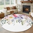 thumbnail image 1 of Wild Flowers Round Area Rug 8Ft Washable Large Circle Rugs for Living Room Dorm, Farmhouse Country Floral Leaf Plant Non-Slip Carpet Floor Mats Indoor Outdoor Carpet Runner Aesthetic Home Decor, 1 of 8