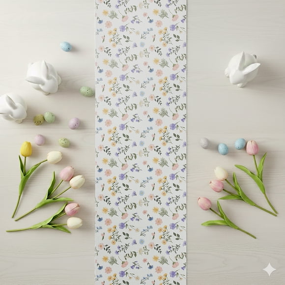 Easter Wild Flowers Table Runner - 14" x 72" - 100% Polyester, Multi-color