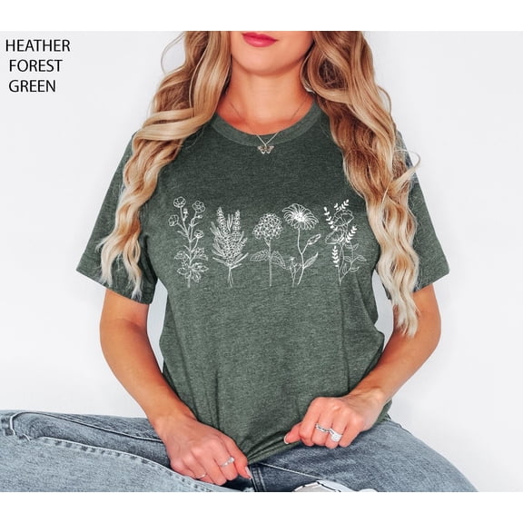 Wild Flowers Shirt, Wildflower Tshirt, Floral Shirt, Botanical Shirt, Flower Shirt, Nature Lover Shirt,Ladies Shirts, Womens Tees,Flover Tee Tshirt All Size S-5XL