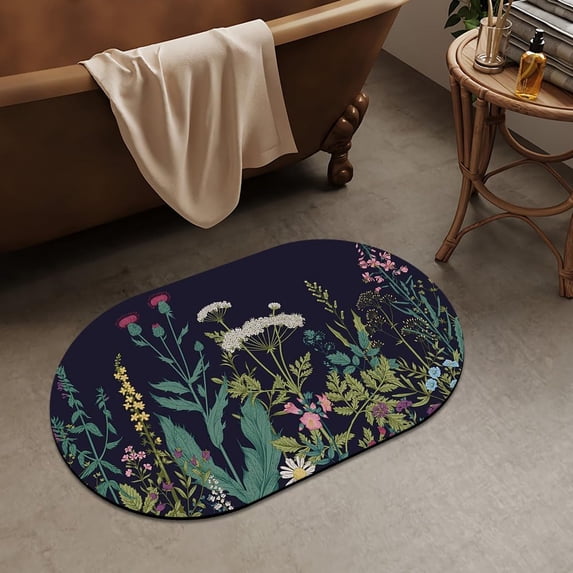 Wild Flowers Super Absorbent Quick-Drying Bathroom Mat Rug, Rubber Non-Slip Bottoms, Easy to Clean,Ultra Thin Bathroom Rugs Fit Under Door and Bathtub(16×24Inch)