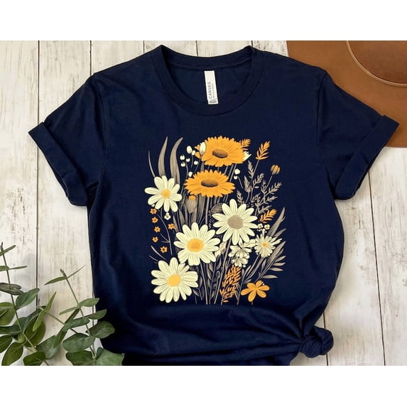 Wild Flowers T-Shirt, Vintage Botanical Tee, Pastel Floral Nature T-Shirt, Garden Lover Tee, Flower Lover Shirt, Wildflowers Cottagecore Tee