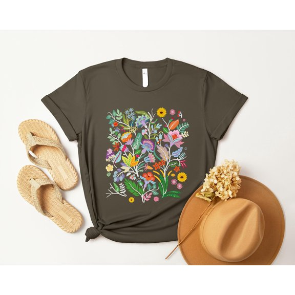 Wild Flowers T-shirt, Nature Lover Tee for Women, Floral Shirt, Cute Flower Shirt, Bestie Idea, Boho Floral T-shirt, Summer Shirt All Size S-5Xl