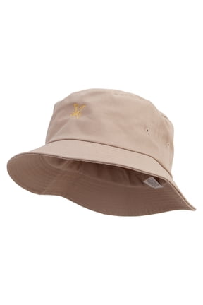 Wild Flying Duck Embroidered Big Size Cotton Blend Twill Bucket Hat - Khaki 2XL-3XL