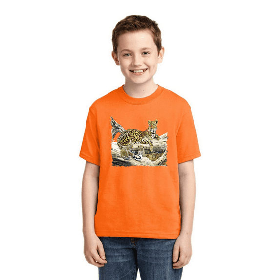 Wild Forest Spotted Cheetah Family Animal Lover Boys Graphic Youth T-Shirt