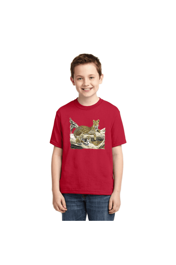 Wild Forest Spotted Cheetah Family Animal Lover Boys Graphic Youth T-Shirt