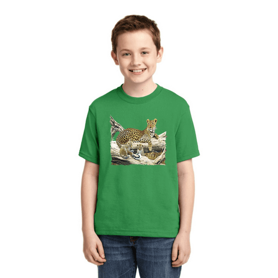 Wild Forest Spotted Cheetah Family Animal Lover Boys Graphic Youth T-Shirt