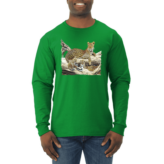 Wild Forest Spotted Cheetah Family Animal Lover Mens Long Sleeve Shirt