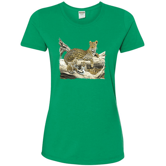 Wild Forest Spotted Cheetah Family Animal Lover Womens Graphic T-Shirt