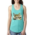 thumbnail image 1 of Wild Forest Spotted Cheetah Family Fashion Ladies Racerback Tank Top, Tahiti Blue, Small, 1 of 1