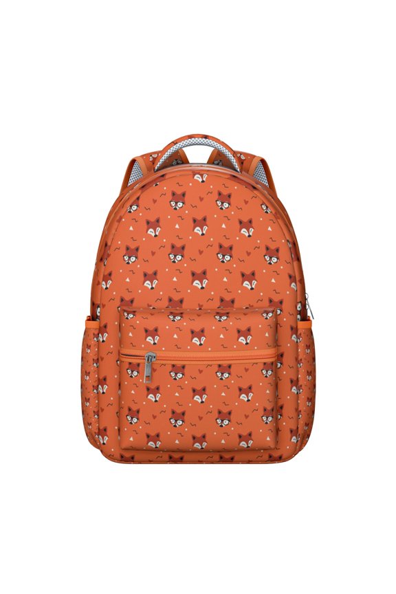 Wild Fox Floral Pattern Waterproof Student Backpack - Lightweight Daypack with Adjustable S-Shaped Straps, Padded Back Panel & Side Pocket for College s