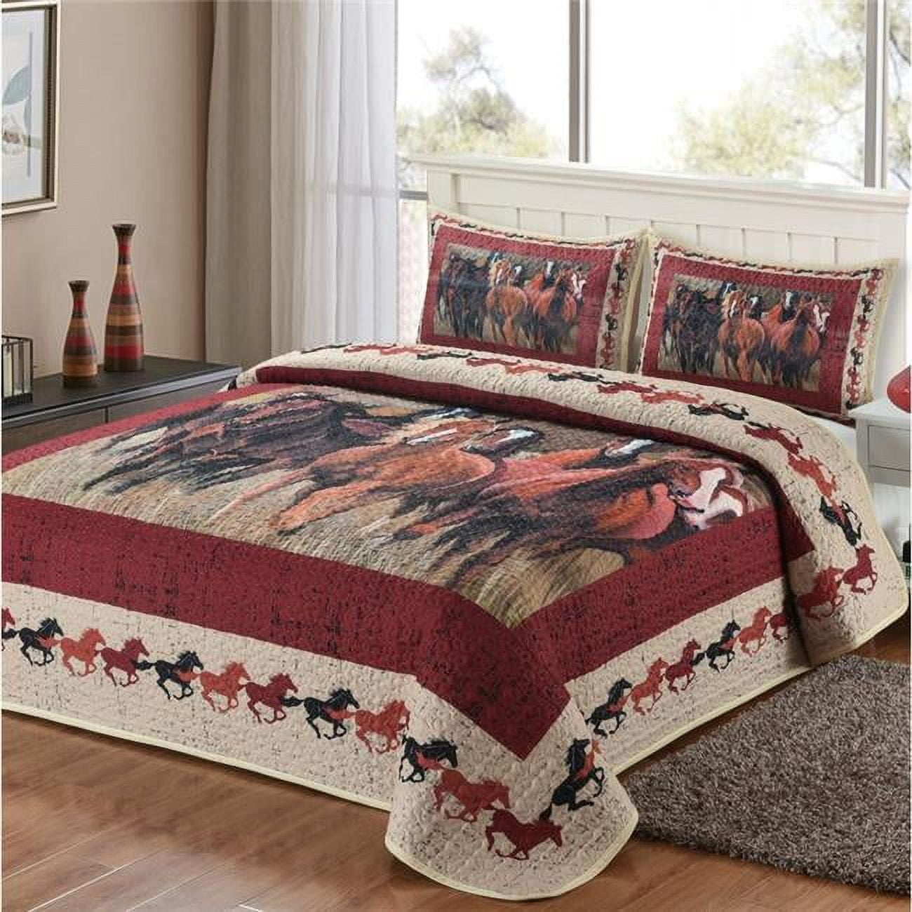 Mustang Comforter Set Wild Free Horse Mustang On The Plains Quilt