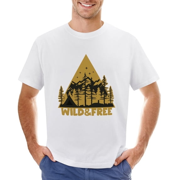 Wild & Free Men’s T-Shirt 100% Cotton Casual Short Sleeve Tops Gift Tee White 2XL