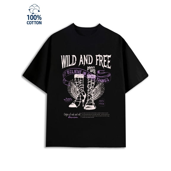 Wild & Free Tee mens music 180G 100% Cotton black country digital Funny Unisex Shirt Short Sleeve tshirts Original Unisex Shirt Crewneck tshirts Unique Design Unisex Shirt Short Sleeve tshirts