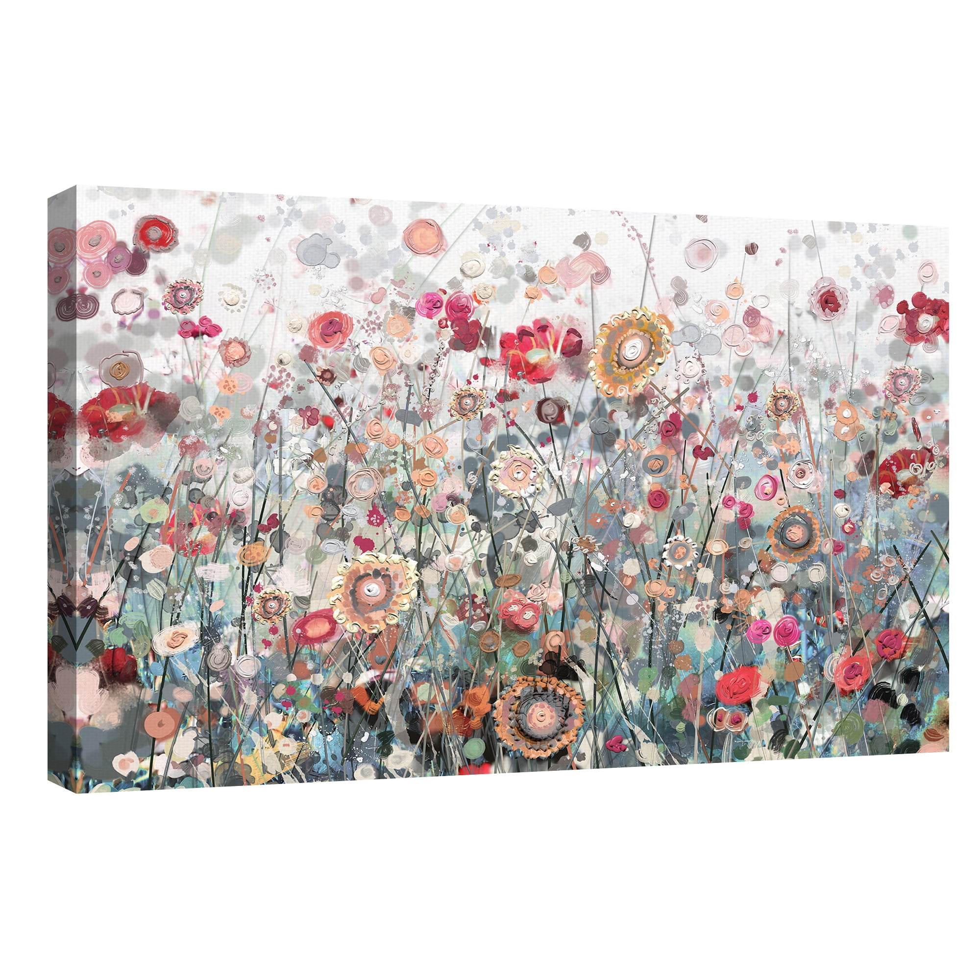 Vibrant Floral Abstract Canvas Art for Kids Room