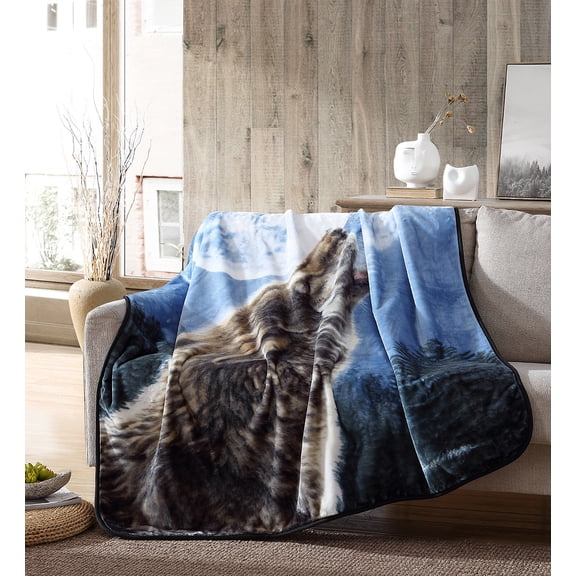 Wild Frontier 50X60 Plush Wolf Throw